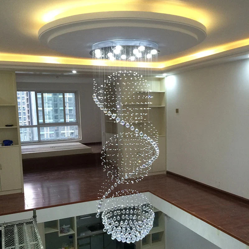 Afralia™ Spiral Crystal Chandelier: Luxury Lighting for Living Room & Staircase