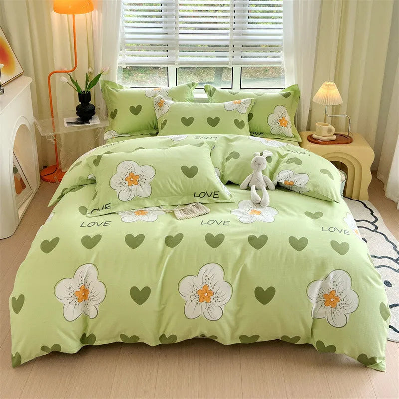 Afralia™ Cotton Stripe Comforter Cover Set for Single Double Bed - Autumn Winter