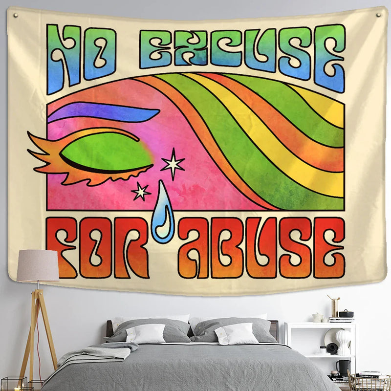 Afralia™ Psychedelic Hippie Tapestry Wall Hanging for Colorful 80s Aesthetic Boho Decor