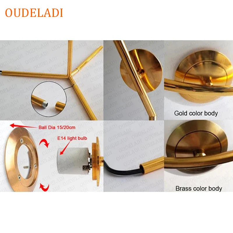 Afralia™ Modern Gold Glass Ball Table Lamp: Nordic Simple Bedroom Bedside Reading Light