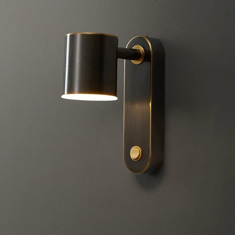 Afralia™ Nordic Brass Wall Lamp with Switch, Modern Minimalist Indoor LED Wall Light
