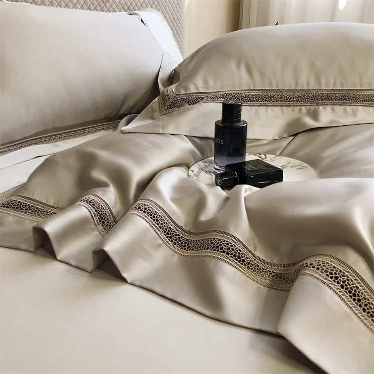 Afralia™ Luxury 1000TC Egyptian Cotton Bedding Set with Hollow Lace and Broad Side