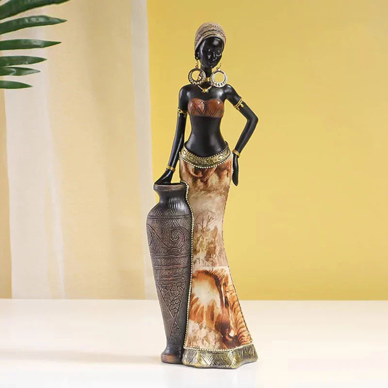 Afralia™ Resin African Style Women Sculpture Collection for Interior Decor