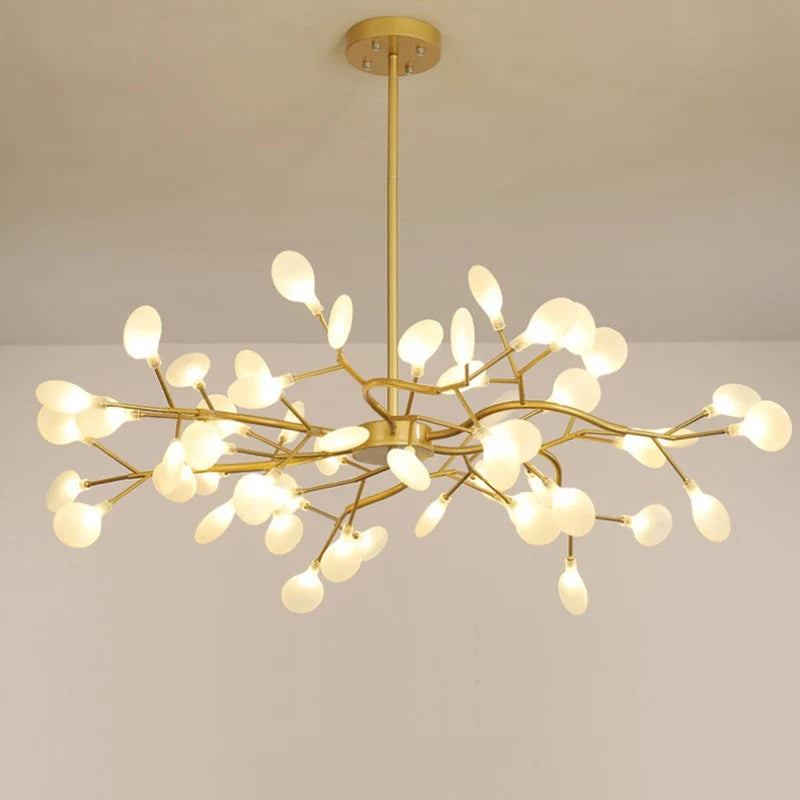 Afralia™ Branch Shape Firefly Ceiling Chandelier G4 Led Lighting Indoor Hanging Lamp