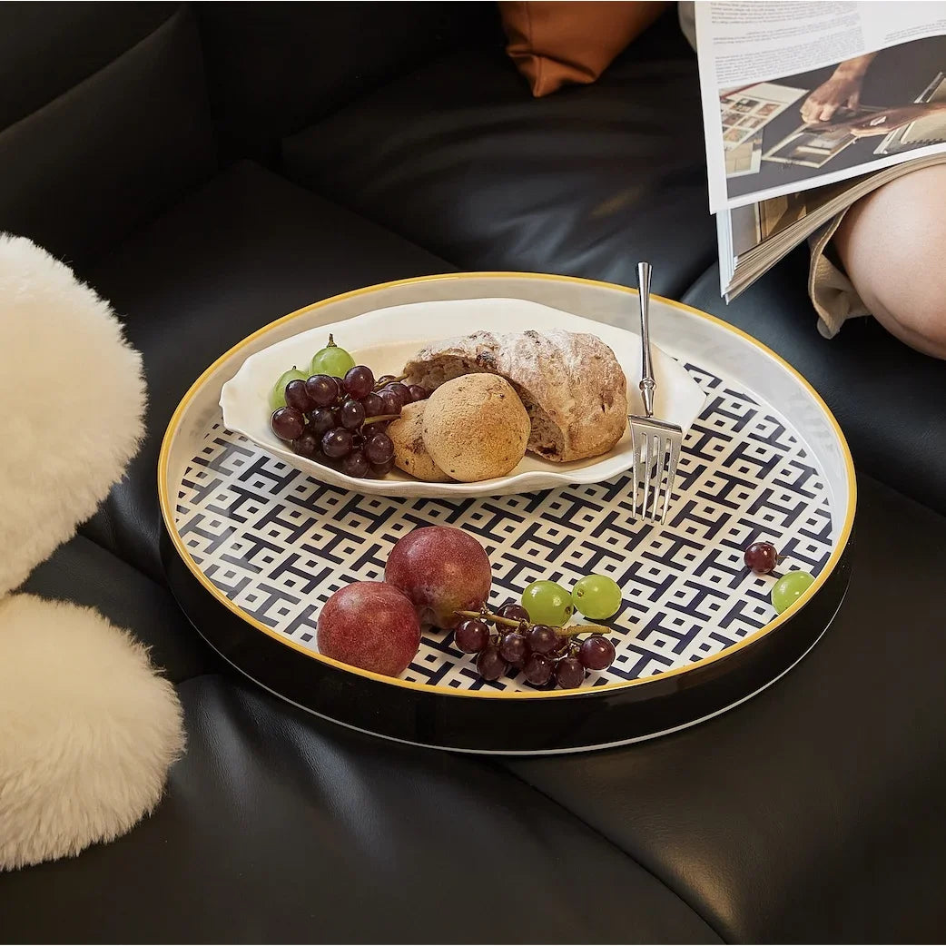 Afralia™ Ceramic Tray Coffee Table, Nordic Solid Wood Sofa Side Table and Creative Storage Desk