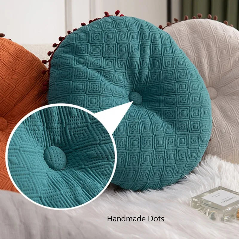 Afralia™ Pompom Round Chair Pad Cushion for Comfortable Seating Meditation Yoga Living Room