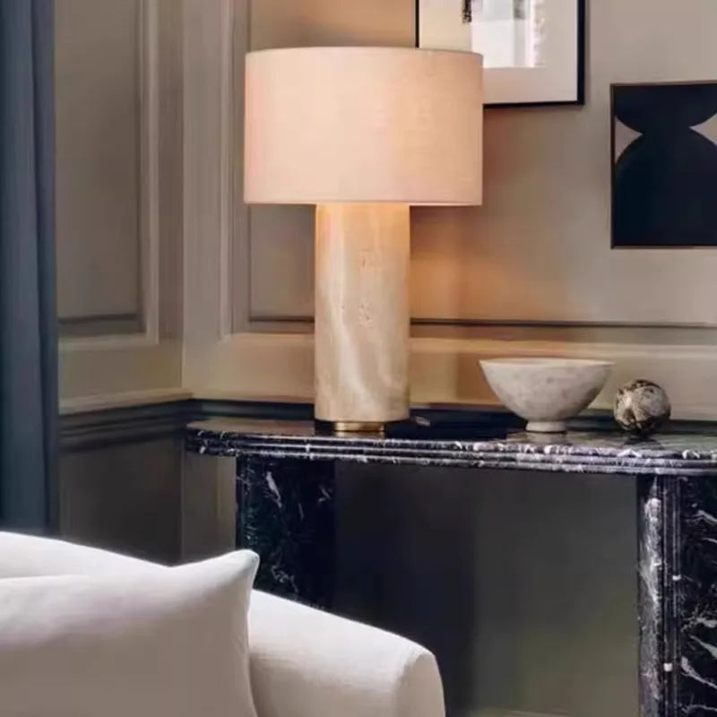 Afralia™ Classic Stone Table Lamp for Bedroom Nightstand and Living Room Decor