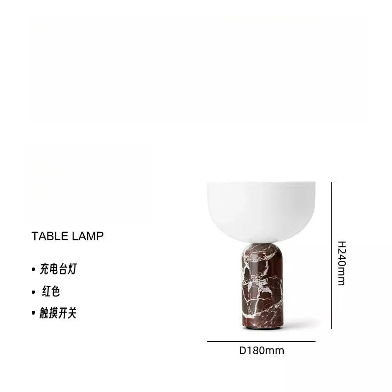 Afralia™ Marble Table Lamp Touch Switch USB Charging Desk Light Medieval Cream