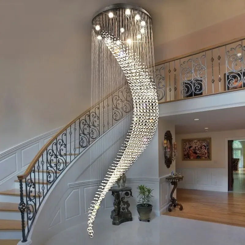 Afralia™ Spiral Crystal Chandelier for Modern Luxury Living Room & Dining Area