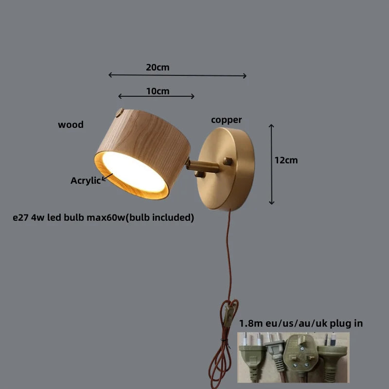 Afralia™ LED Wood Base Wall Sconce Modern Art Light Fixture for Living Room & Bathroom