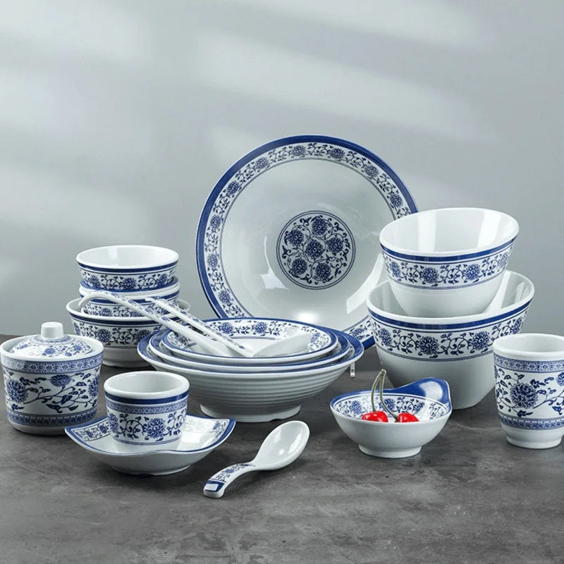 Afralia™ Blue and White Imitation Porcelain Dinner Set