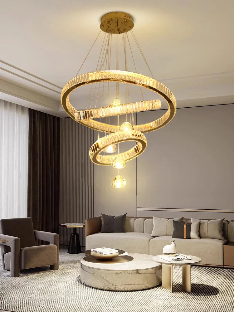 Afralia™ Luxury Crystal Ring Chandelier - Elegant Pendant Light Fixture for Living Room