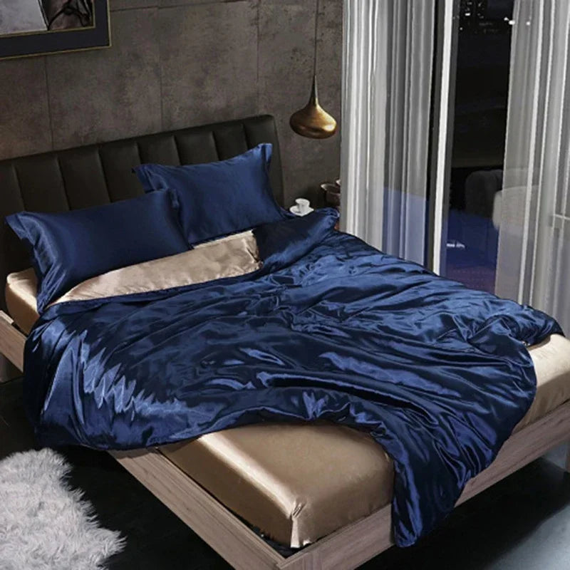 Afralia™ Silk Bedding Sets: Nordic Style, Premium Mulberry Silk Quilt Cover Set, Skin-Friendly & Cool for Summer.