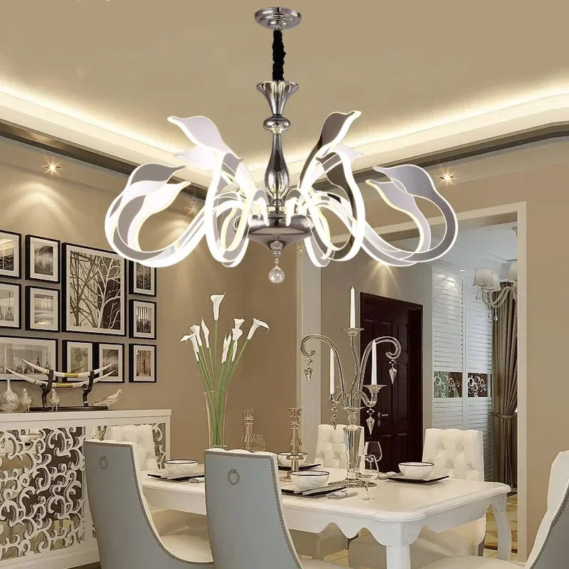 Afralia™ Swan Chandelier: Chic Spider Design, LED Salon Lighting for Bedroom and Living Room