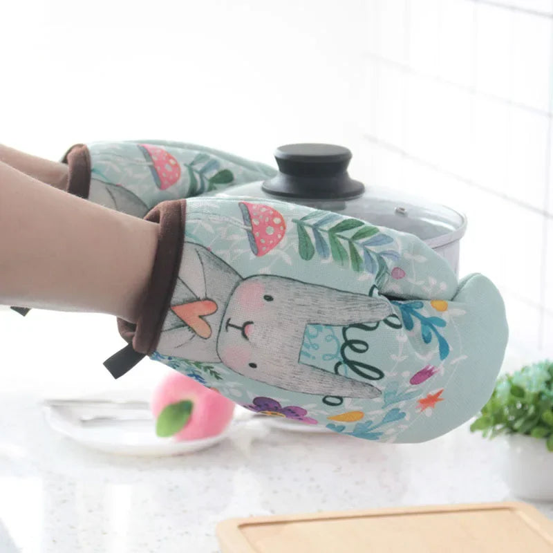 Afralia™ Rabbit Insulation Oven Mitts - Cartoon Animal Series Baking Gloves for Kitchen