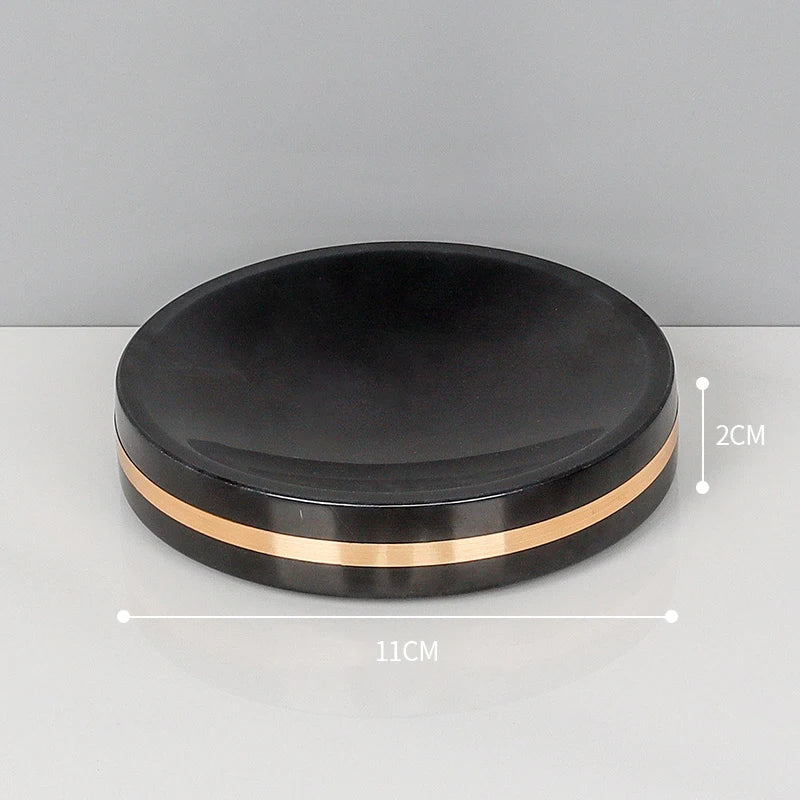 Afralia™ Nero Marquin Marble Bathroom Set with Gold Accents