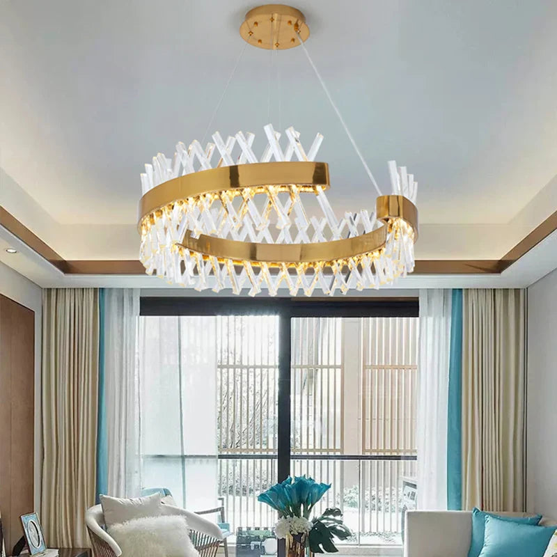 Afralia™ Contemporary LED Crystal Chandelier for Hotel, Wedding, and Living Room