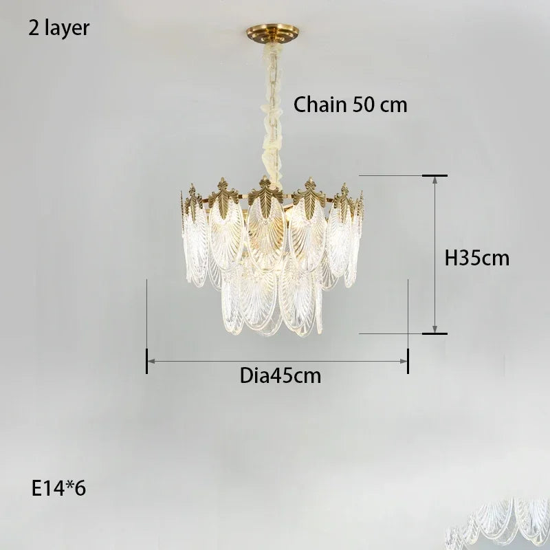 Afralia™ Modern Leaves Glass Ceiling Chandeliers LED Round Pendant Lights for Home Decor