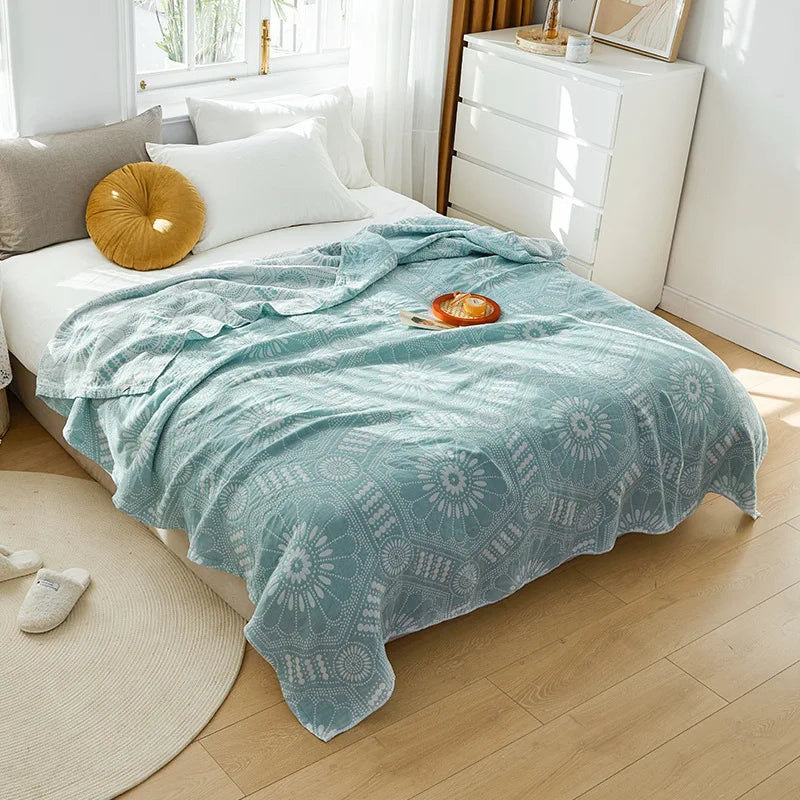 Afralia™ Nordic Cotton Gauze Throw Blanket for Sofa Bed, Boho Style Comforter Plaid