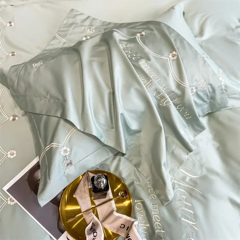 Afralia™ Egyptian Cotton Bedding Sets | Solid Sheet Pillowcase | King Queen Double Size