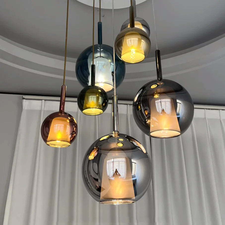 Afralia™ Modern Glass Ball Ceiling Chandelier: Colorful, Designer, Fashionable Lighting Fixture for Living Room