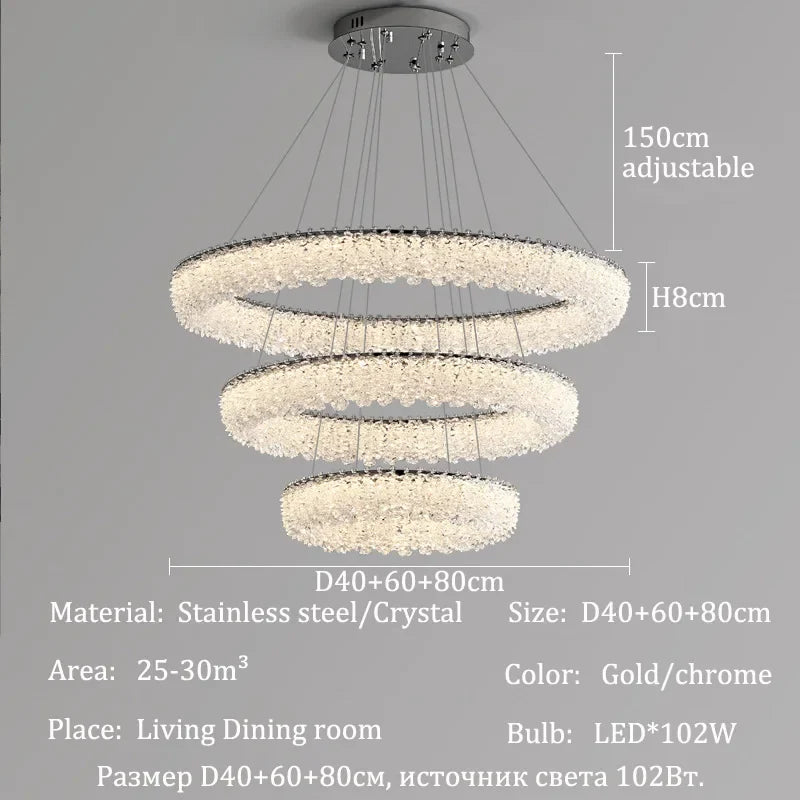 Afralia™ Crystal LED Chandelier Ceiling Light Modern Living Room Decor Pendant Lamp