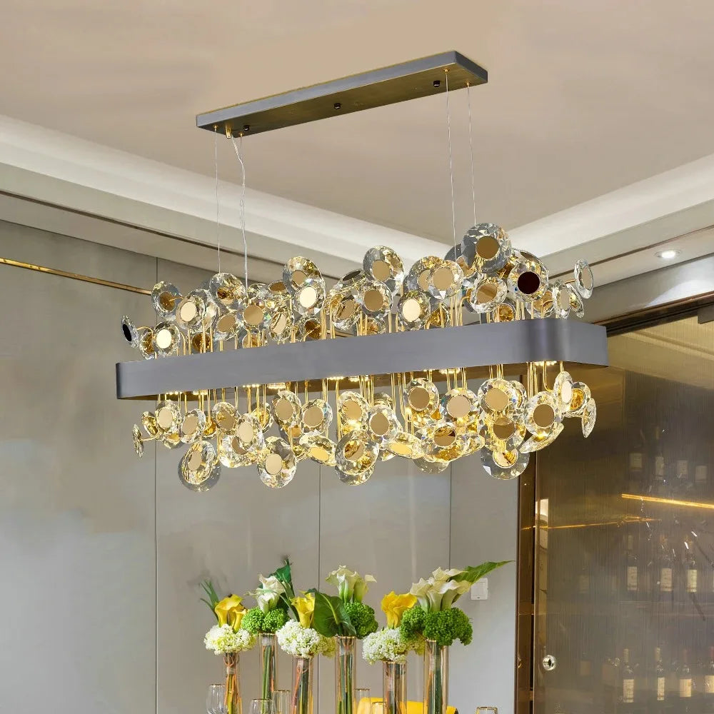 Afralia™ Crystal Pendant Chandelier: Modern Luxury for Living Room, Kitchen Island, Indoor Lighting