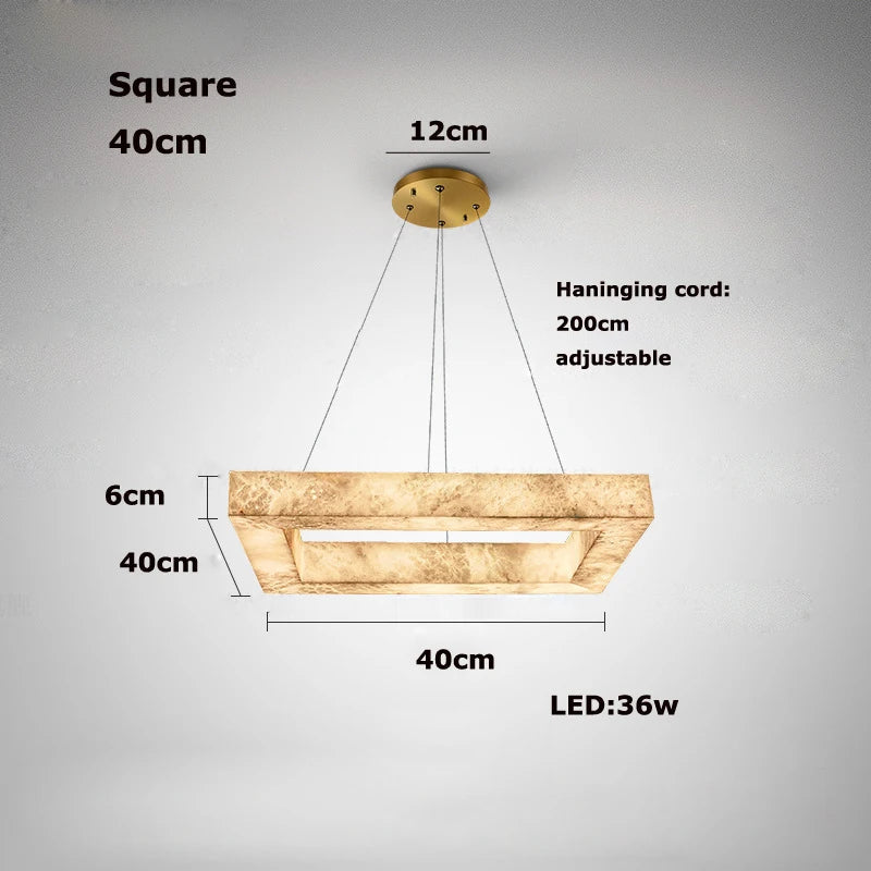 Afralia™ Dimmable LED Gold Chrome Marble Alabaster Chandelier Pendant Light for Dining Room