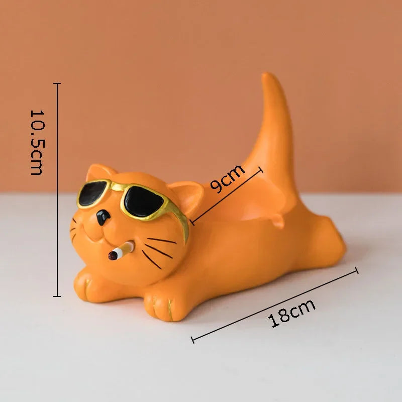 Afralia™ Cute Glasses Cat Ashtray Smoking Accessories Cartoon Animal Shape Gifts Semi-Branded