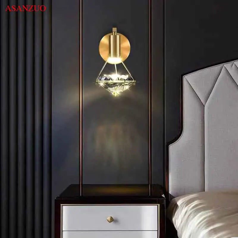 Afralia™ Crystal Diamond LED Wall Sconce for Luxury Home Decor Lighting