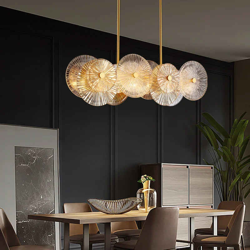 Afralia™ Modern Gold Glass Chandelier LED Ceiling Light for Dining & Living Room