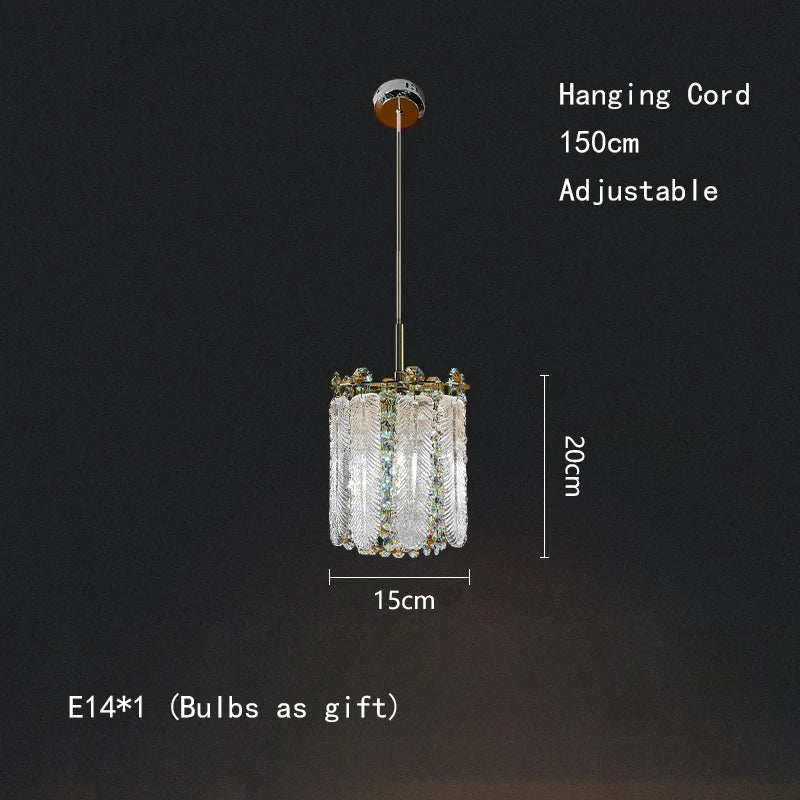Afralia™ Gold Feather Crystal Tassel Chandelier & Ceiling Light Fixture