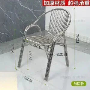Afralia™ Stainless Steel Hollow Backrest Chair for Outdoor, Balcony, Dining - Single