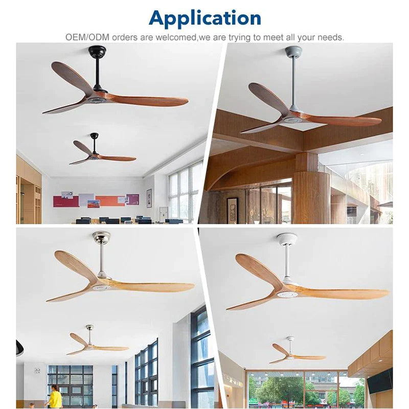 Afralia™ 70" Wood DC Ceiling Fan w/ Remote Control - Industrial Style Large Size Fan