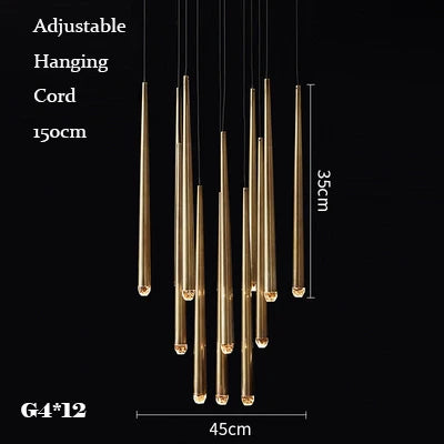 Afralia™ Gold Copper Chandelier for Living Room, Staircase, Foyer, Dining Room, Cafe, Bar