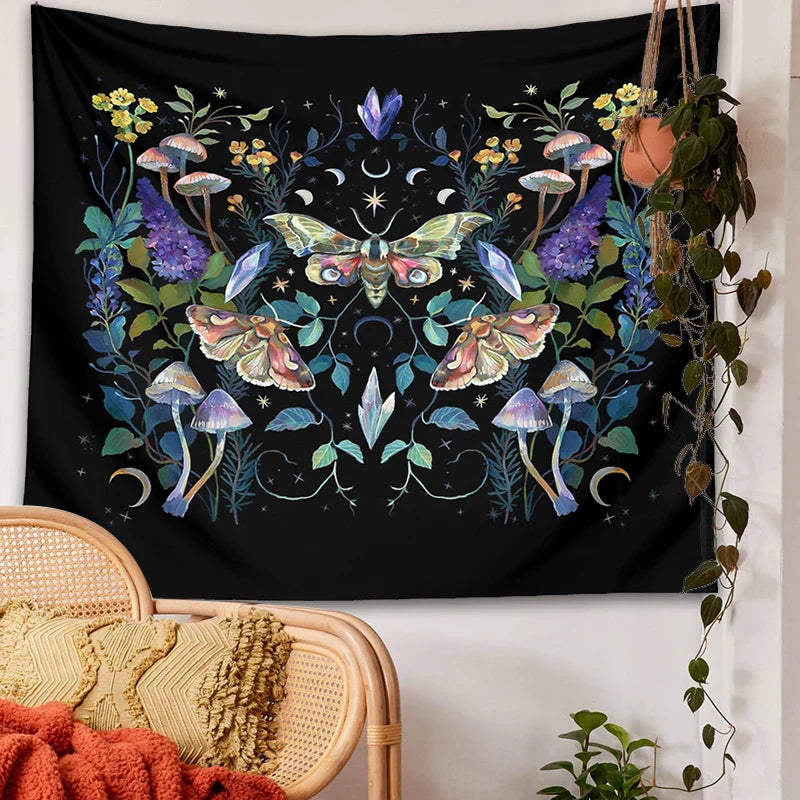 Afralia™ Celestial Botanical Tapestry Wall Hanging - Starry Sky Dorm Decor