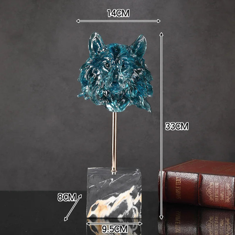 Afralia™ Wolf Head Ornament: Resin Animal Sculpture for Home Decor