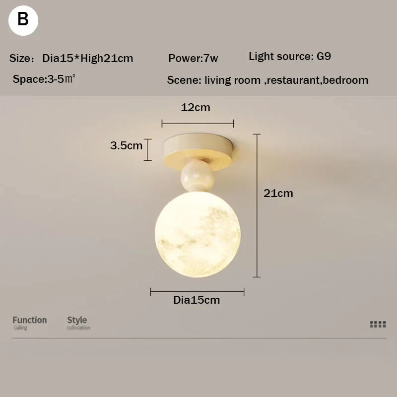 Afralia™ LED Ceiling Moon Wall Lamp Minimalist Bedroom Lighting Fixture