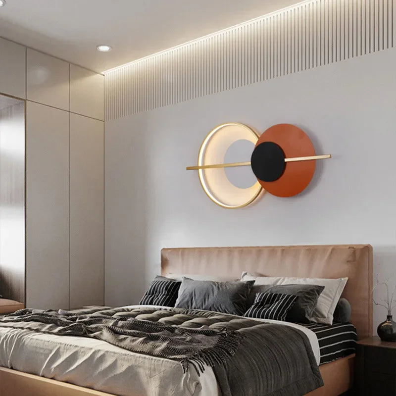 Afralia™ Circular Sofa Luxury Wall Lamp: Simple Modern Nordic Bedroom Lighting