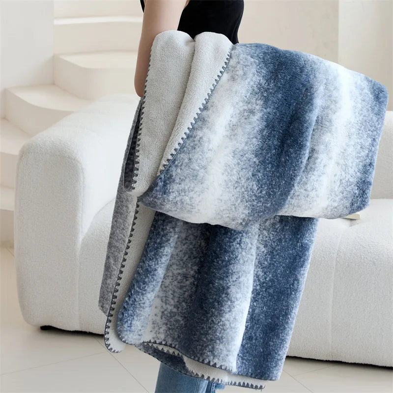 Afralia™ Plush Striped Nap Blanket - Luxury Soft Single Bed Sofa Comfort Blanket
