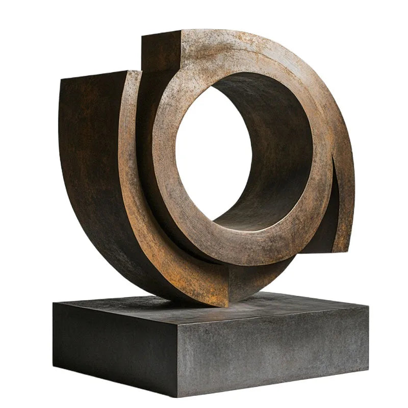 Afralia™ Golden Ring Abstract Resin Figurines, Home Decor, Geometric Design