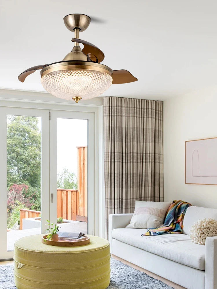 Afralia™ Brushed Copper LED Ceiling Fan with Remote Control - 6 Speeds