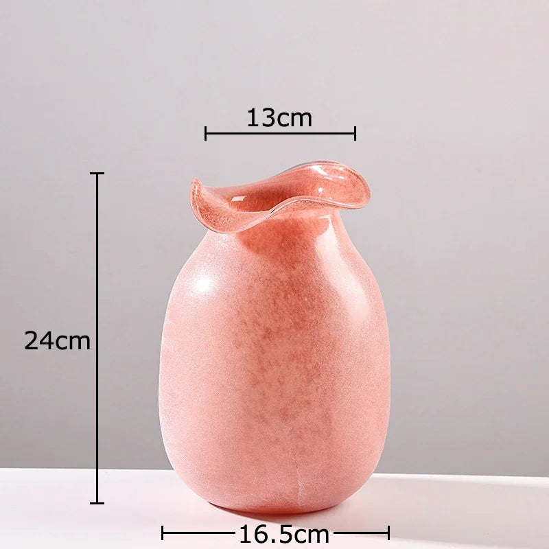 Afralia™ Red Matte Glass Vase Hydroponics Flower Pot Room Decor