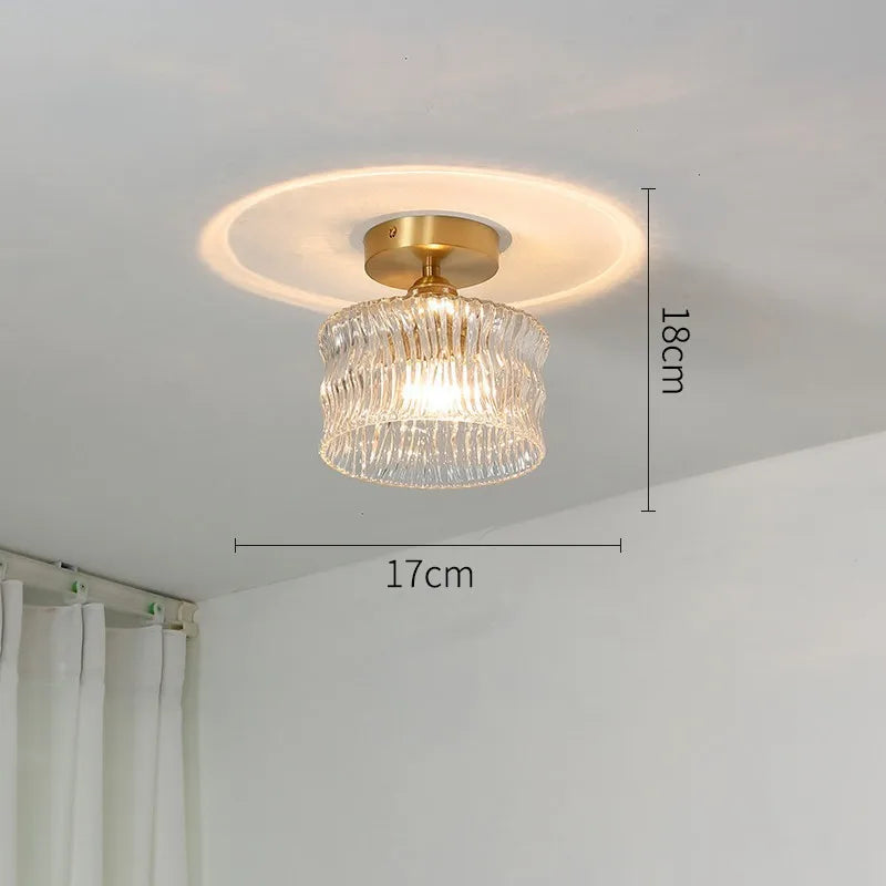 Afralia™ Glass Ceiling Lamp for Bedroom Porch Entryway Hallway Interior Decor