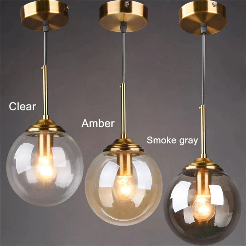 Afralia™ Glass Ball Pendant Lights - 15cm Modern Gold Hanging Lamps for Home Decor