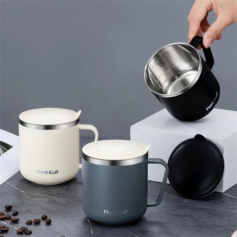 Afralia™ Stainless Steel Insulated Mug With Lid - 350ML Heat Resistant Coffee Cup