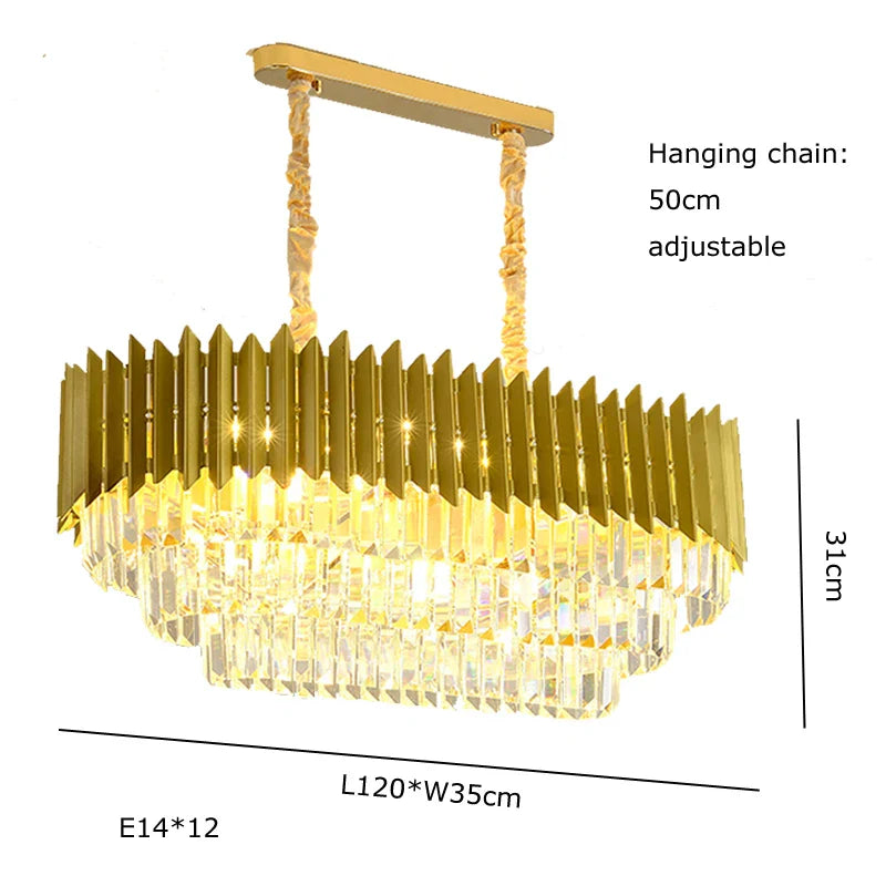 Afralia™ Modern Golden Crystal Pendant Chandelier for Luxurious Living Room Decor