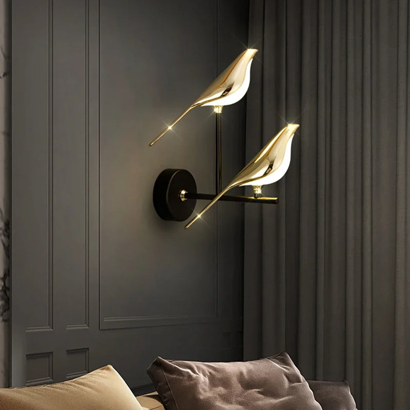 Afralia™ Nordic LED Gold Magpie Bird Wall Lamp: Illuminate Your Space with Avian Elegance