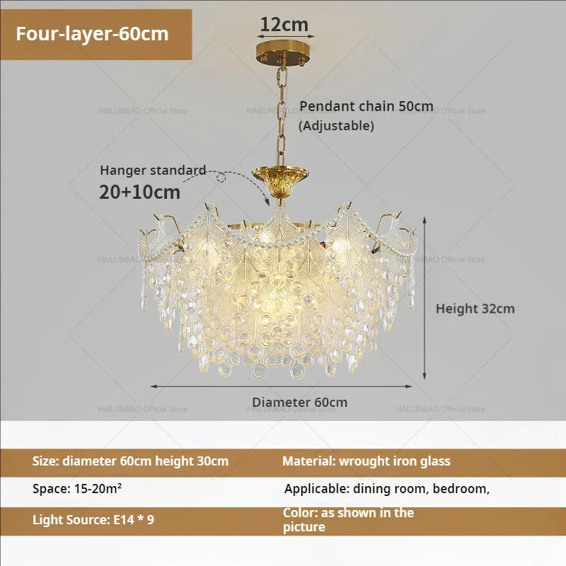 Afralia™ Luxury Cream Wind Crystal Chandelier: High-End Living Room, Dining Room, Bedroom Light
