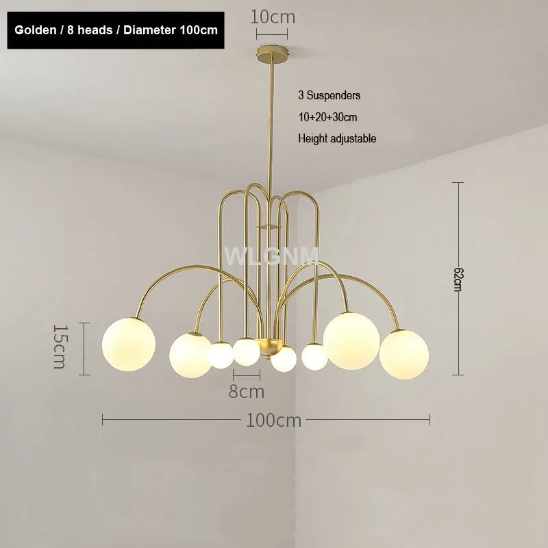 Afralia™ Glass Ball Chandelier: Modern Living Room Dining Kitchen Ceiling Light Fixtures